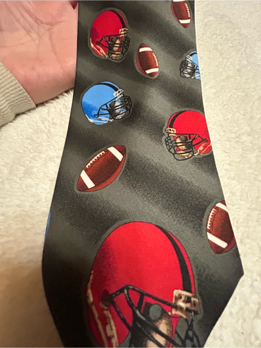 🎁3 for $30 - Footballs with Red & Blue Helmets Necktie